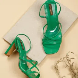 Flat N Heels Women's Green Sling Back Sandals image 1