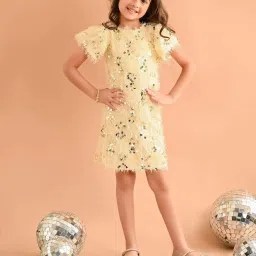 LilPicks Kids Yellow Embellished Dress image 3