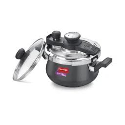 Prestige Clip On Mini Svachh Black & Silver Pressure Cooker with Extra Lid (3 L) - Set of 1 image 1