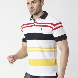 Dragon Hill White Slim Fit Striped Polo T-Shirt image 3