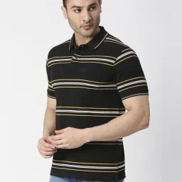 Dragon Hill Black Slim Fit Striped Polo T-Shirt image 3