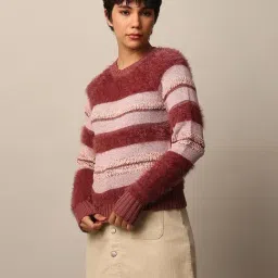 Only Dusty Pink Self Design Pullover image 2