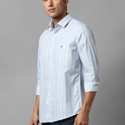 Louis Philippe Sport Light Blue Cotton Slim Fit Striped Shirt image 3