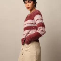 Only Dusty Pink Self Design Pullover image 4