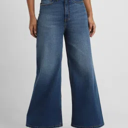 Forever 21 Navy Flared Fit Mid Rise Jeans image 1