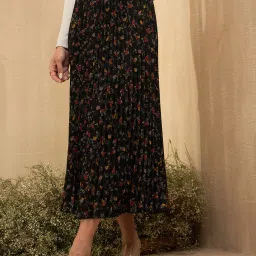 Rare Black Floral Print Skirt image 1