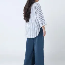 Gia by Westside White Stripe Cotton Shirt image 2