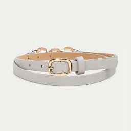 Ginger By Lifestyle Grey Synthetic Narrow Belt For Women image 1
