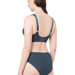 Soie Blue Non-Padded Non-Wired Full Coverage Bra & Panty Set image 2