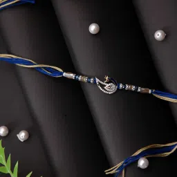 Aapno Rajasthan Stone Studded Peacock Multistand Rakhi image 1