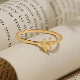 Mia by Tanishq Letter H 14k Yellow Gold Initial Ring image 1