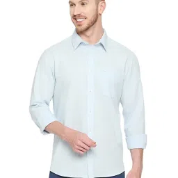 Basics Blue Cotton Slim Fit Shirt image 1