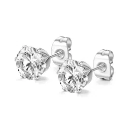 Peora Silver Plated Cubic Zirconia Studded Stud Earrings-image-1