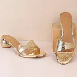 Mochi Women's Gold Casual Sandals image 1