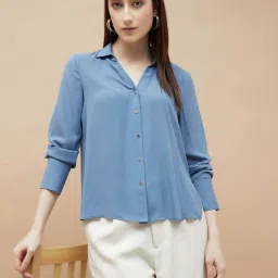 Code By Lifestyle Mid Blue Regular Fit Shirt image 1