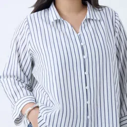Gia by Westside White Stripe Cotton Shirt image 4
