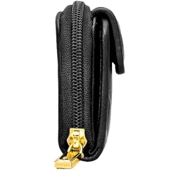 Eske Black Textured Zip Around Wallet for Women image 4