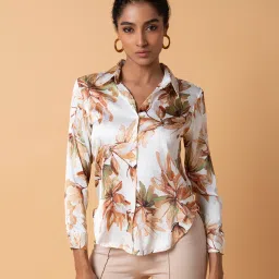 showoffff SHOWOFF Cream Floral Print Shirt image 1