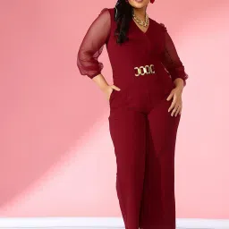 CURVE BY KASSUALLY Maroon Jumpsuit image 1