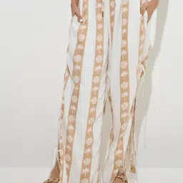 nuon women Nuon by Westside Beige Shell Printed Mid-Rise Cotton-Blend Pants-picture-34