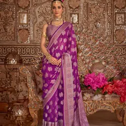 Elora Purple Soft Georgette Butta Weaving Banarasi Saree With Unstitched Blouse-image-20