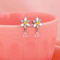 GIVA 925 Sterling Silver Bhumi Silver Trillium Drop Earringss For Women-picture-42