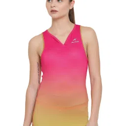 ALCIS Pink & Yellow V Neck Polyester Tank Top image 1