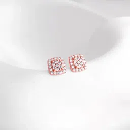 GIVA 925 Sterling Silver Rose Gold Zirconia Square Earringss For Women-picture-26