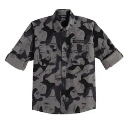 Cavio Boys Dark Grey Cotton Printed Shirt-picture-18