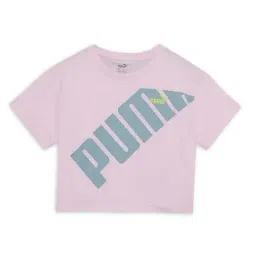 Puma Kids POWER Pink & Blue Cotton Printed T-Shirt-image-22