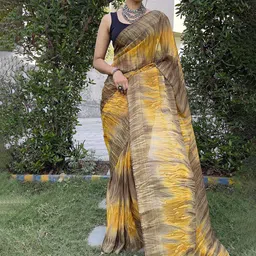 V3 FASHION STUDIO Abstract Printed Pure Chiffon Ready to Wear Jamdani Saree-picture-54