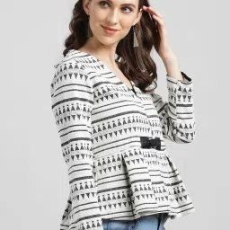 Zink London Off White Printed Jacket image 3