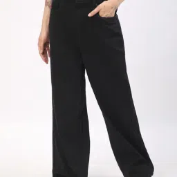 R&B Black Cotton Relaxed Fit High Rise Jeans-picture-32