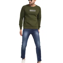 Global Republic Green Regular Fit Self Pattern Sweatshirt image 5