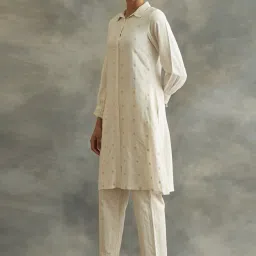 Folksong By W Cream Polka Dots Straight Kurta image 3