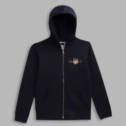 GANT Navy Solid Full Sleeves Sweatshirt image 1