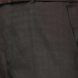 Raymond Brown Slim Fit Check Flat Front Trousers image 4