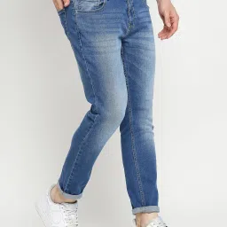 Spykar Blue Slim Fit Heavily Washed Jeans image 3