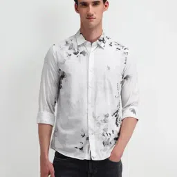 U.S. Polo Assn. White Cotton Slim Fit Printed Shirt-picture-34