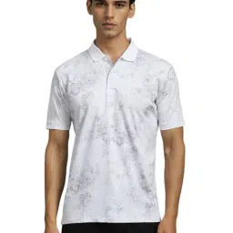 Louis Philippe White Cotton Regular fit Floral Polo T-Shirt-picture-14