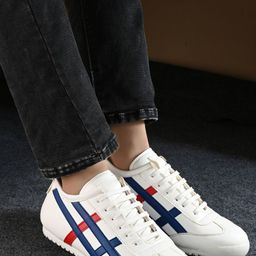 Roadster Men White Striped Synthetic Leather Round Toe Lace-Ups Sneakers-picture-45