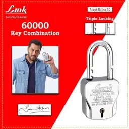Link Atoot Extra 50 mm Stainless Steel Padlock with 3 Keys image 2