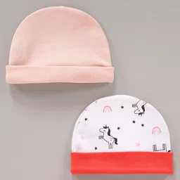 Ben Benny Caps Printed & Solid Pack of 2 White Pink- Diameter 9 cm-image-49
