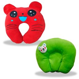 Chinmay Kids Mustard Seeds, Polyester Fibre Animals Baby Pillow Pack of 2 New Red, Green-picture-21