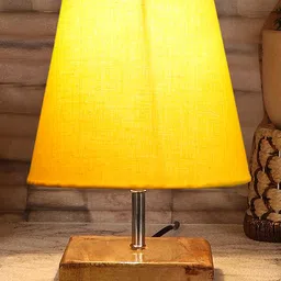 Devansh Cotton Square Natural Wood Table Lamp - Yellow-picture-28