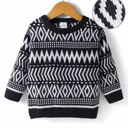 Mark & Mia Knit Full Sleeves Pullover Sweater with Motif Design - Black-picture-27