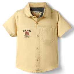 INFINITY Cotton Woven Half Sleeves New York Printed Text Shirt - Beige-picture-21