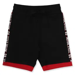 ALAN JONES Cotton Blend Knit Motor Cycle Text Printed Side Taped Shorts - Black-picture-17