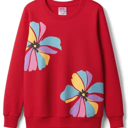 Tango Looper Knit Full Sleeves Winter T-Shirt With Floral Graphic - Red-picture-11
