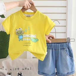 INCLUD Boys Frog Graphic Printed Round Neck T-Shirt With Shorts-picture-24